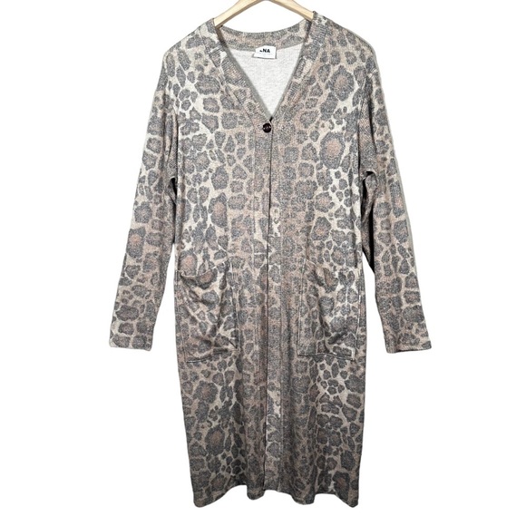 LNA Kurt Ribbed Leopard Print Cardigan Duster - Picture 10 of 10